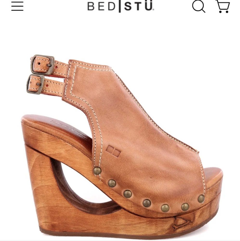 SOLD - NEW BedStu Imelda Tan Rustic Cutout Platform Wedge Sandals sz 7 Boho - Picture 3 of 12